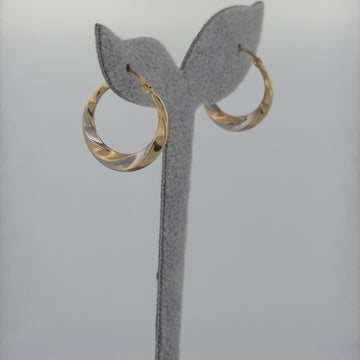 Zlaté dvoubarevné točené náušnice