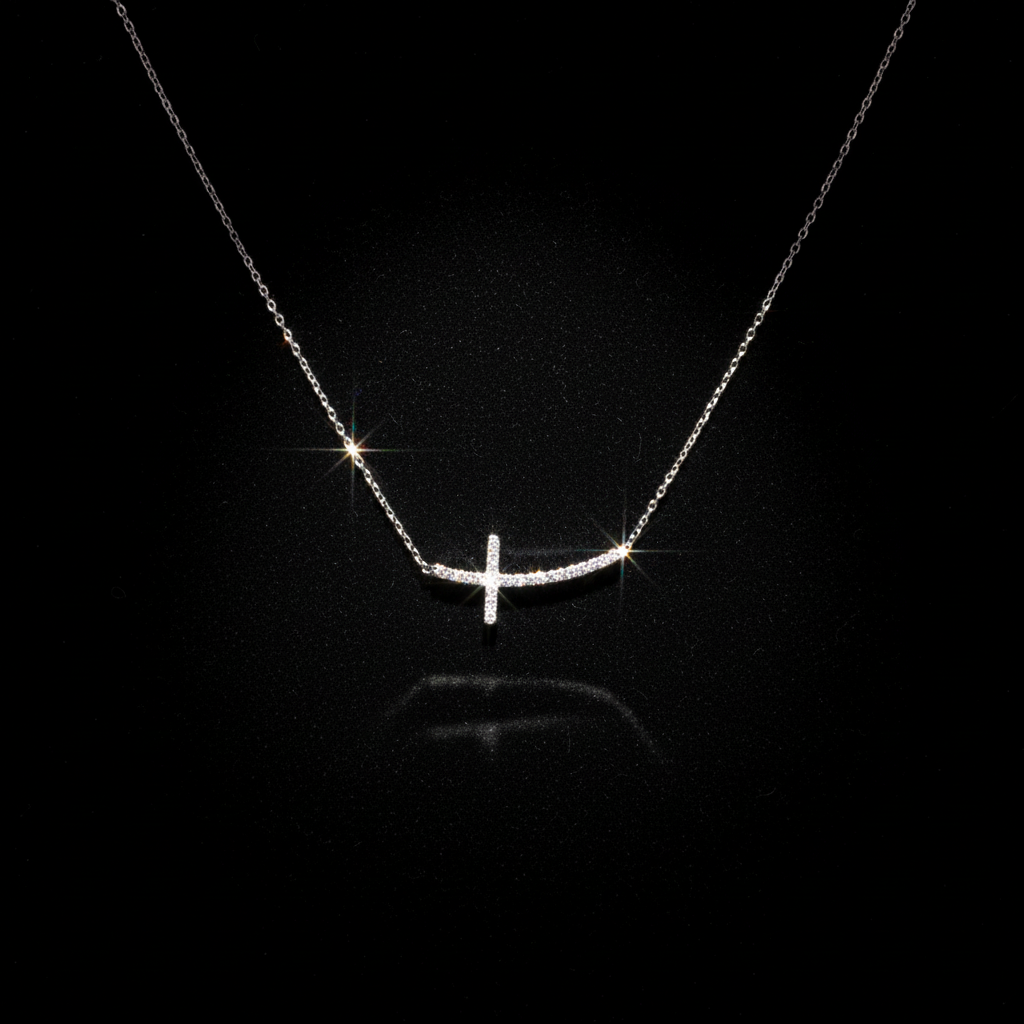 Přívěsek Křížek s diamanty z bílého zlata