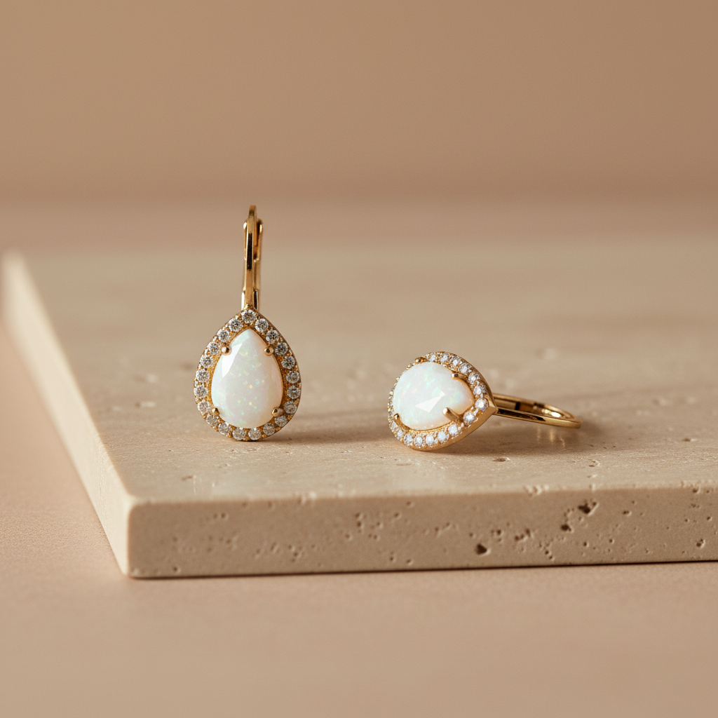 Zlatá souprava Opálová kapka se zirkony 585/1000 (5,01 g)