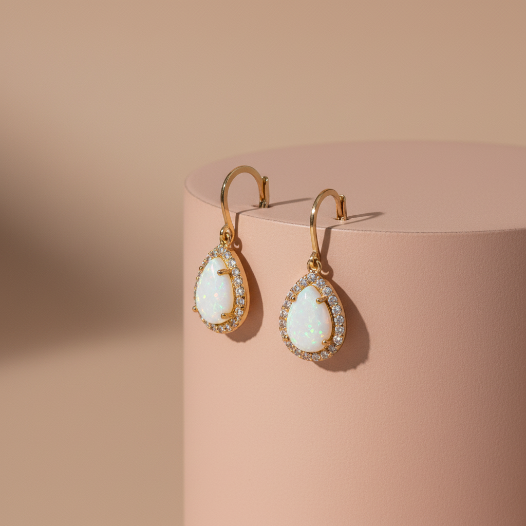 Zlatá souprava Opálová kapka se zirkony 585/1000 (5,01 g)