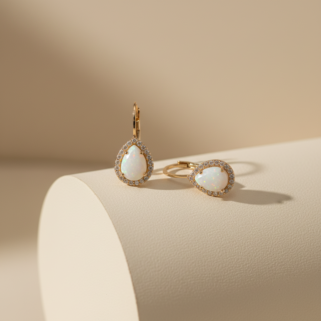 Zlatá souprava Opálová kapka se zirkony 585/1000 (5,01 g)