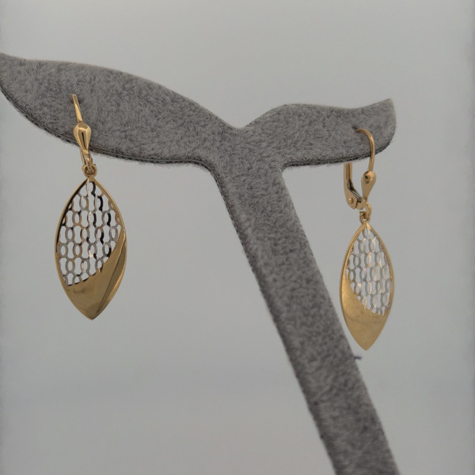 Zlaté dvoubarevné náušnice marquise