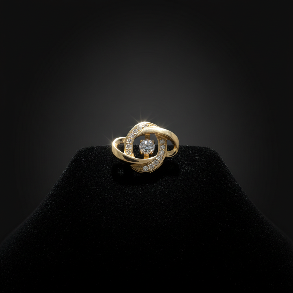 Zlatý přívěsek se spleteným zirkonem