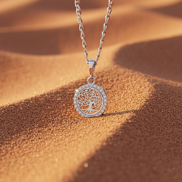 Přívěsek z bílého zlata Strom života se zirkony