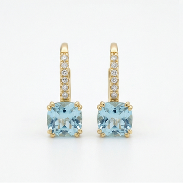 Zlaté náušnice s baby blue zirkony